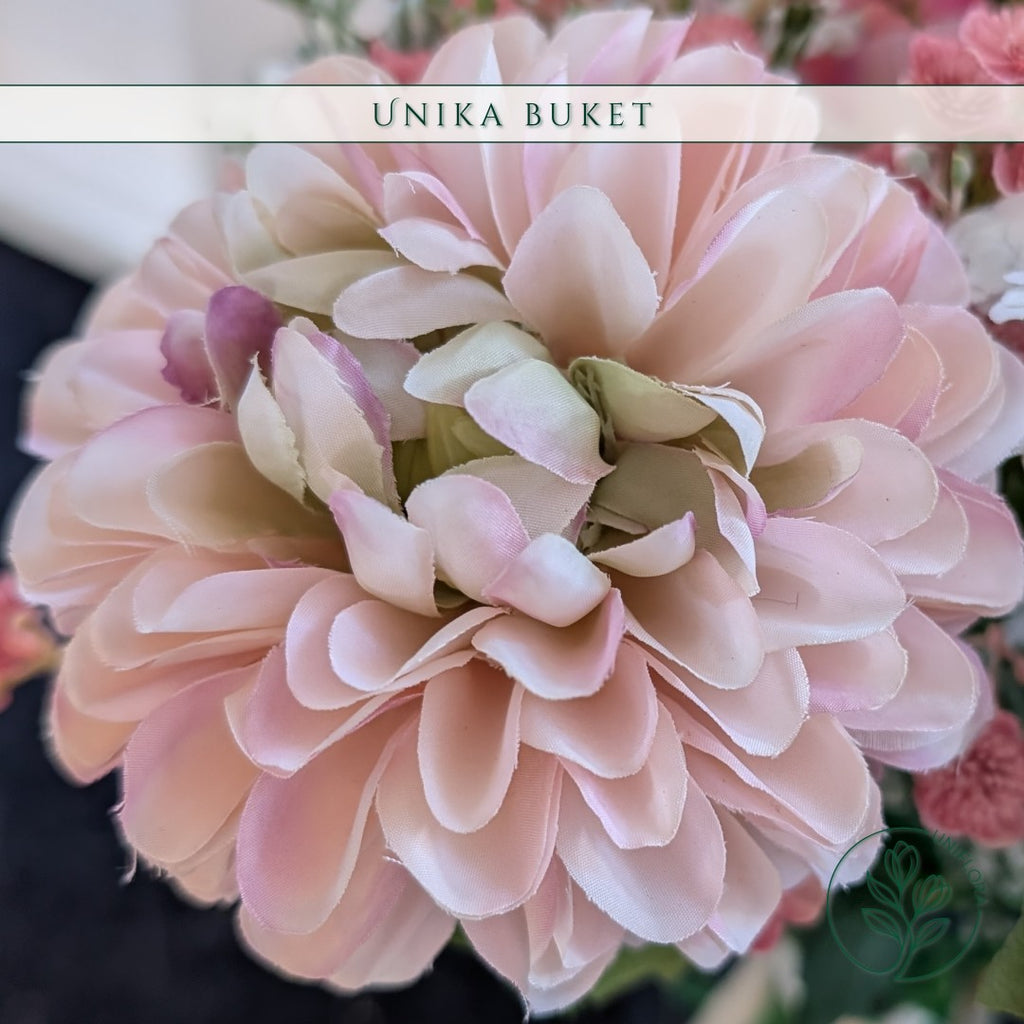 Evighedsbuket Unika 26.24: Sart Romantik med nuancer af groen, jadegron, pink-1, pink, hvid - Uniflora