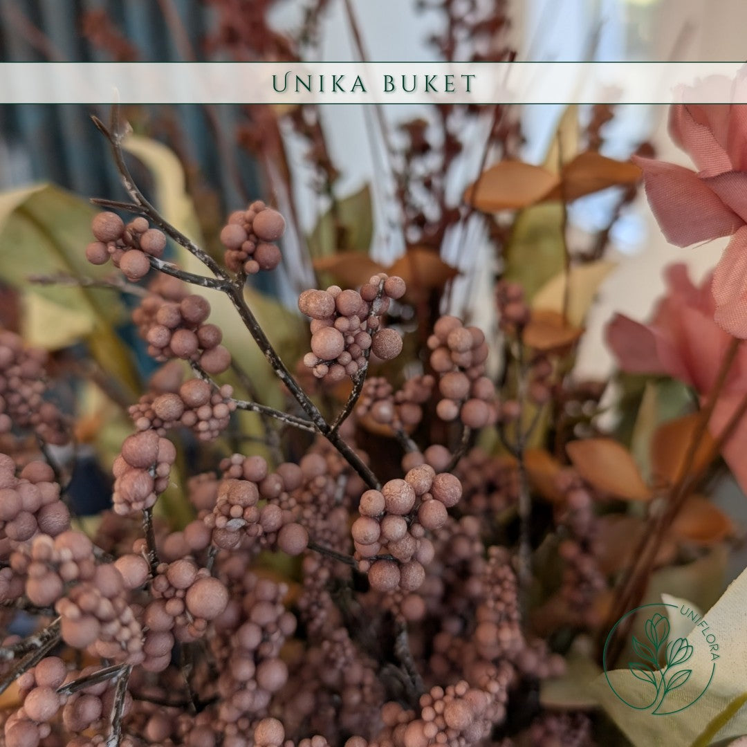 Evighedsbuket Unika 26.27: Rosa Melankoli med nuancer af groen, jadegron, hvid, pink, mellembrun - Uniflora
