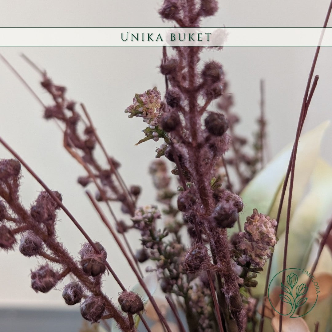 Evighedsbuket Unika 26.27: Rosa Melankoli med nuancer af groen, jadegron, hvid, pink, mellembrun - Uniflora