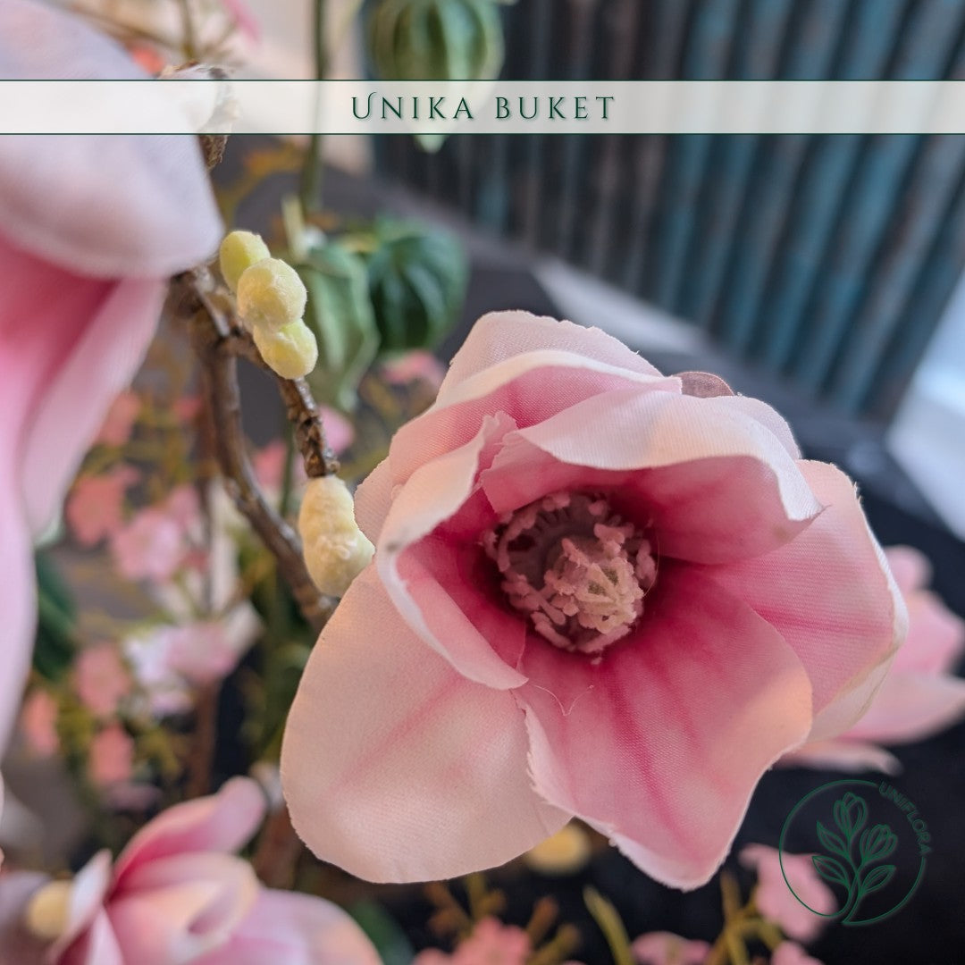 Evighedsbuket Unika 26.28: Nordisk Zen med nuancer af groen, jadegron, hvid, pink - Uniflora