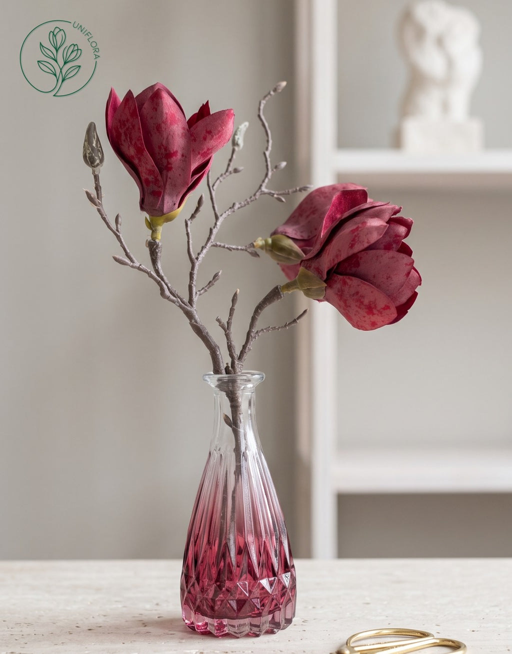 Rød Magnolia & Spir Vase