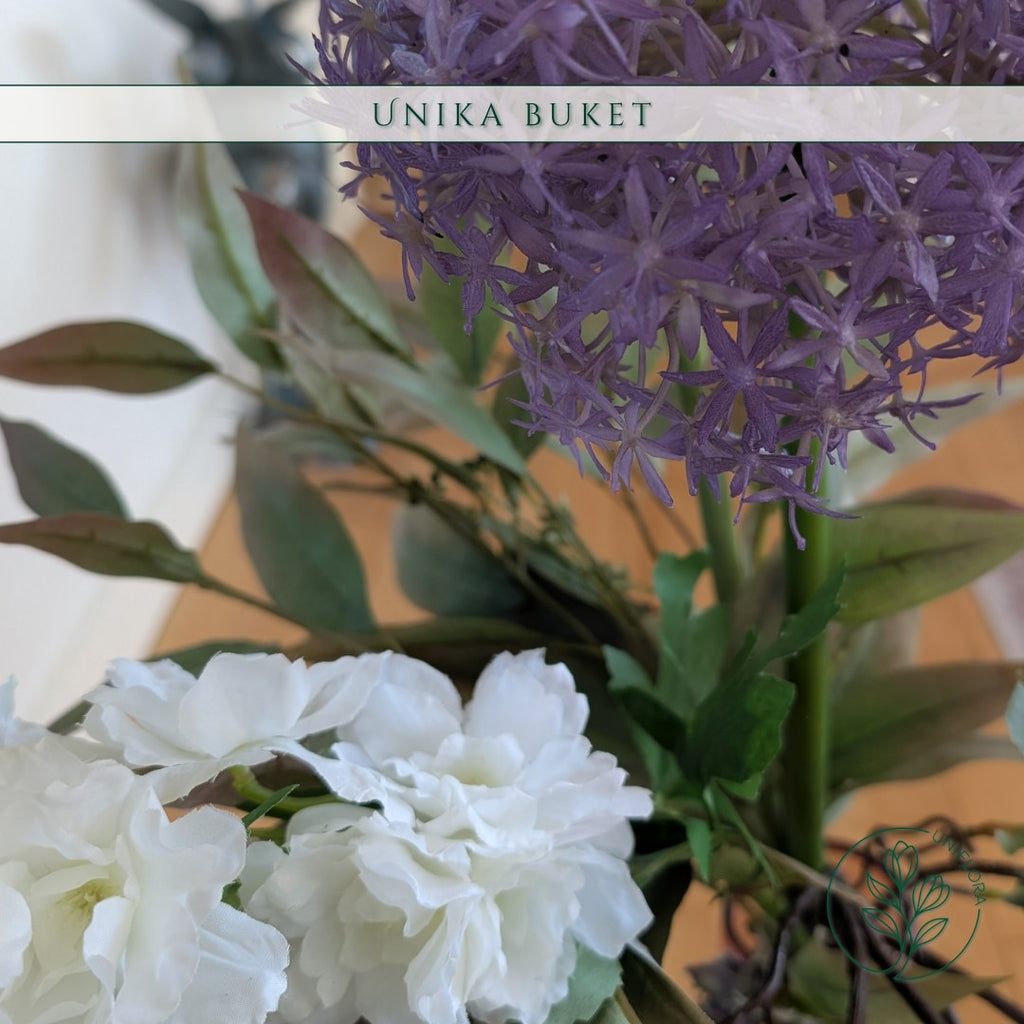 Evighedsbuket Unika 26.14: Svævende Ynde med nuancer af violet, jadegron, pink, hvid, lavendel - Uniflora