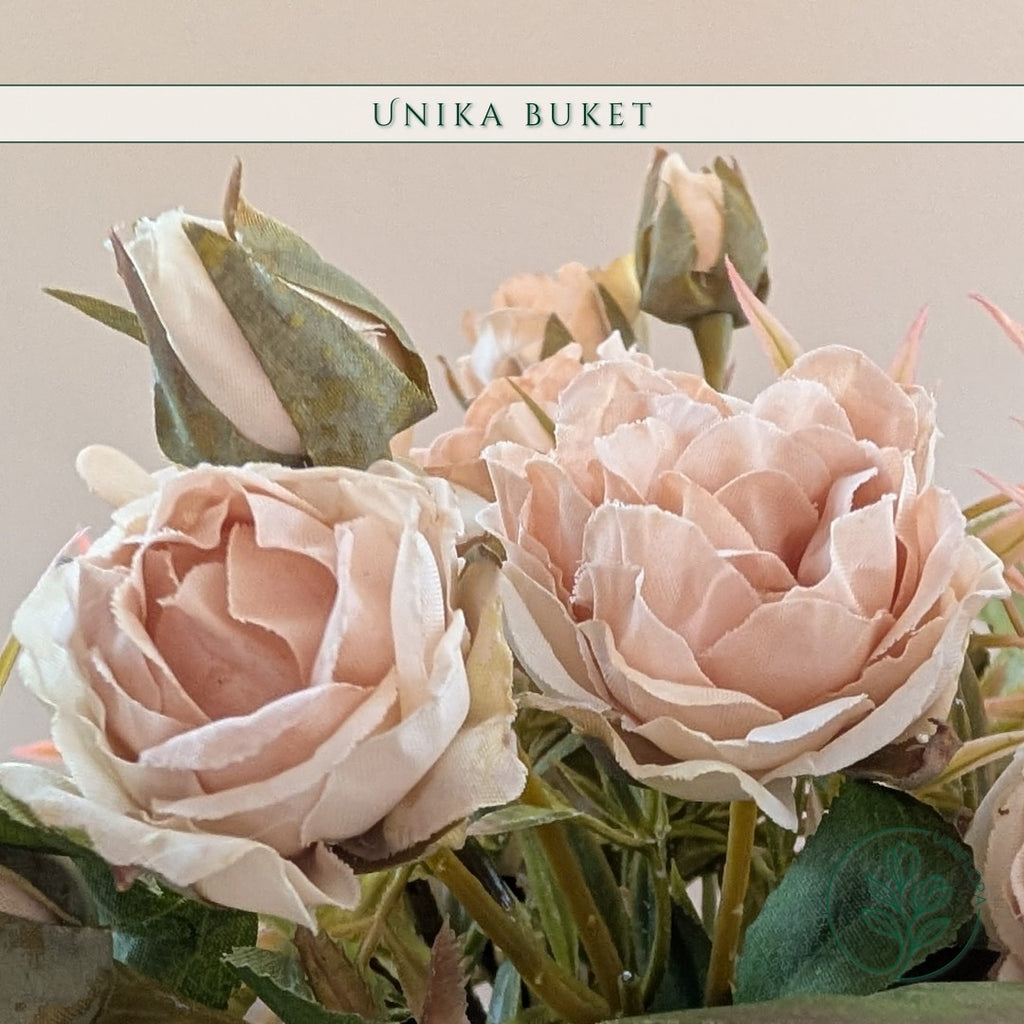 Evighedsbuket Unika 26.16: Pudret Poesi med nuancer af pink, hvid, jadegron - Uniflora