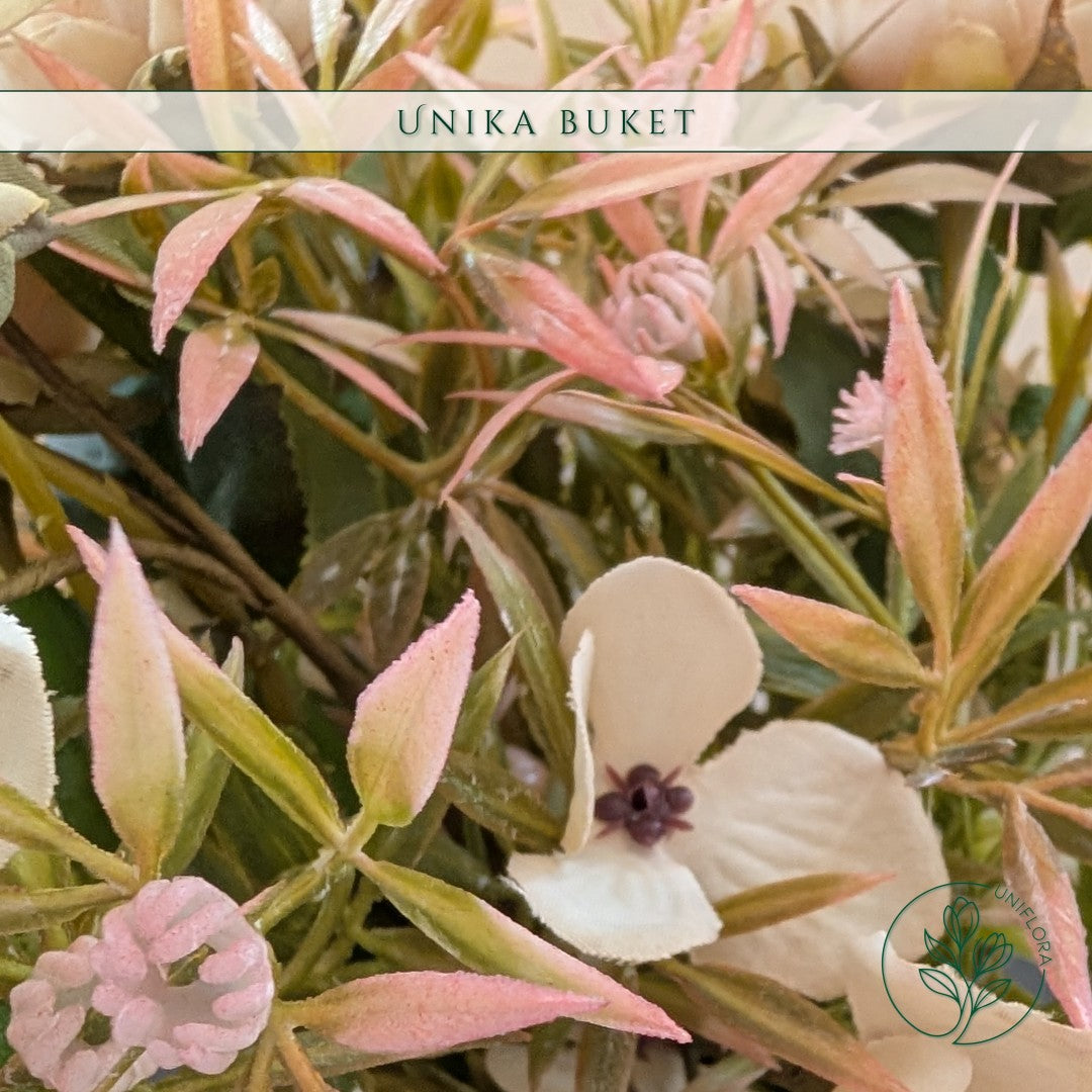 Evighedsbuket Unika 26.16: Pudret Poesi med nuancer af pink, hvid, jadegron - Uniflora
