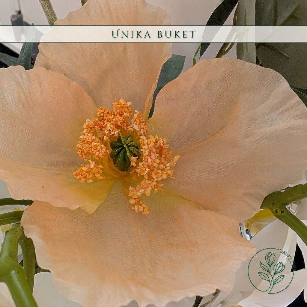 Evighedsbuket Unika 26.18: Orkideens Drøm med nuancer af hvid, jadegron, groen, orange - Uniflora