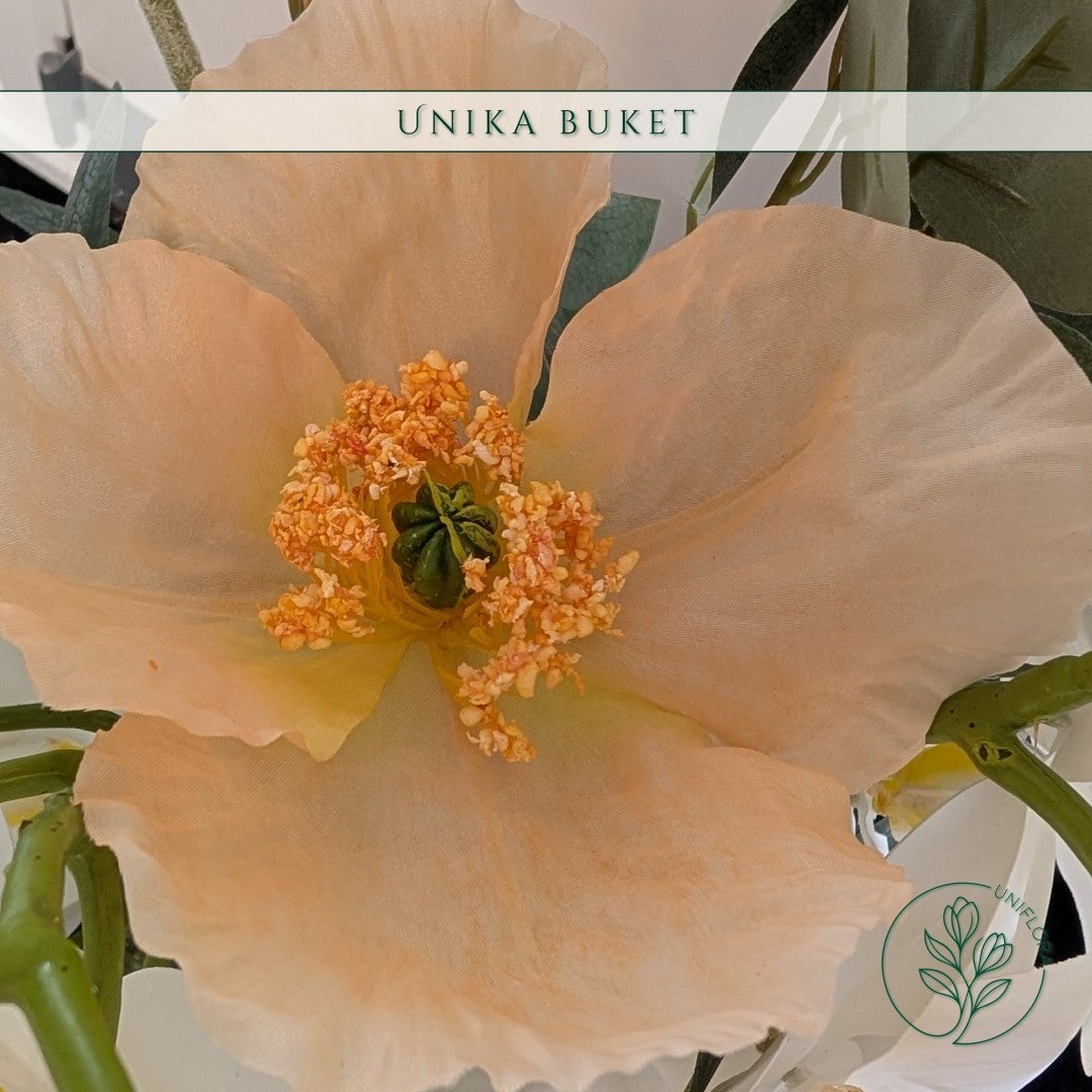 Evighedsbuket Unika 26.18: Orkideens Drøm med nuancer af hvid, jadegron, groen, orange - Uniflora